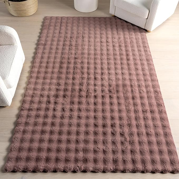 nuLOOM Jeni Burgundy, 2'6" x 8', Solid Faux Rabbit, Fluffy and Cozy, High Traffic, Stain Resistant, Easy Clean, Durable Washable Runner for Bedroom, Living Room, Dining, Den, Foyer, Entryway