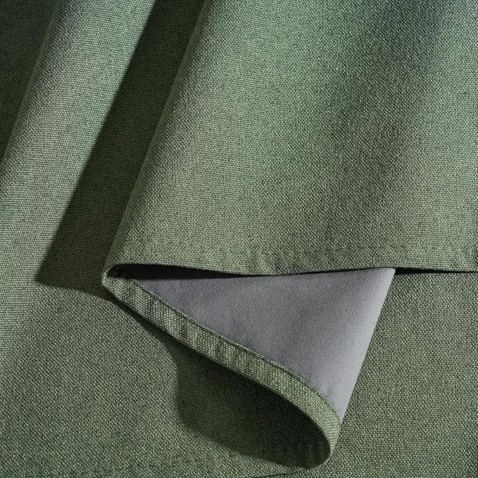 RYB HOME Forest Green 100% Blackout Linen Curtains 84 Length 52 Width, Privacy Assurd & Thermal Insulated Drapes for Bedroom/Sliding Door, Rod Pocket&Back Tab Modern Fashion Style, 2 Panels