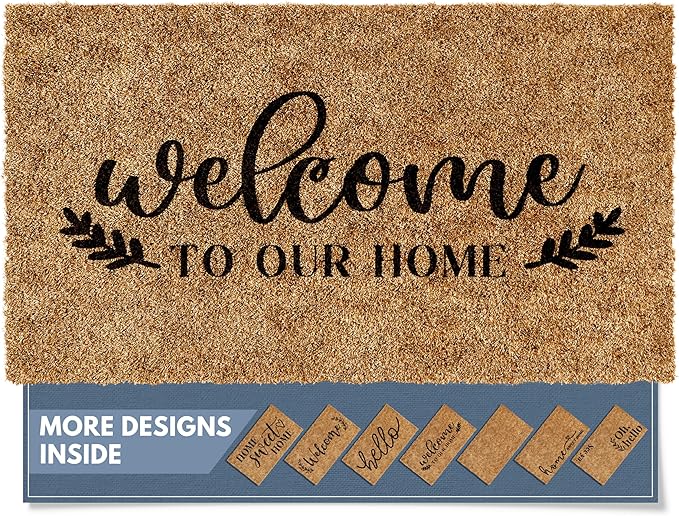 Barnyard Designs Doormat Welcome Mat for Outdoors, Large Front Door Entrance Mat, Brown (Welcome to Our Home, 30x17)