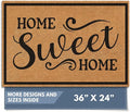 Barnyard Designs Natural Coco Coir Heavy Duty Backing Doormat - Large Cute Non-Slip Front Door Welcome Mat for Outside Entrance or Porch Entry, Brown (24x36, Home Sweet Home)