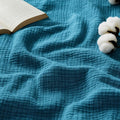 Bedsure 100% Cotton Muslin Throw Blanket Large 50x70 Inches - 4-Layer Breathable and Lightweight Thin Soft Summer Gauze Muslin Blankets for Adults, Teal, Boho Cotton Throw for Couch