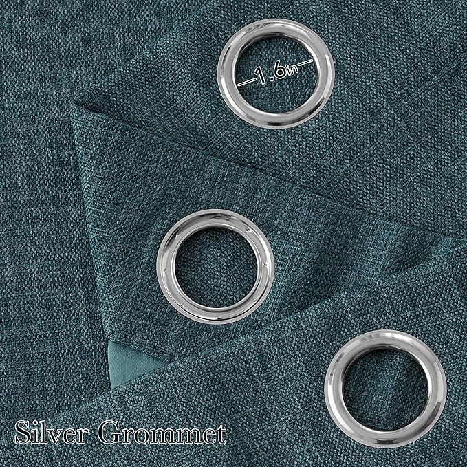 NICETOWN Short Greyish Blue Blackout Curtains 63 inches Long for Kitchen - Privacy Panels for Living Room Bedroom, Modern Farmhouse Style Easy Care Grommet Top, 2 Panels, W42 by L63