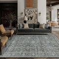 6x9 Washable Area Rug for Living Room Bedroom Vintage Black Grey Carpet Soft Low Pile Traditional Retro Non Slip Throw Rug for Dining Room Entryway Indoor Dorm Kitchen
