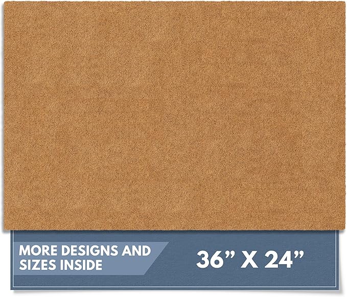 Barnyard Designs Natural Coco Coir Heavy Duty Backing Doormat - Large Cute Non-Slip Front Door Welcome Mat for Outside Entrance or Porch Entry, Brown (24x36, Plain Brown)