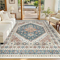 Madane 5x7 Area Rugs for Living Room, Stain Resistant Washable Rugs, Non-Slip Backing Area Rug, Vintage Home Decor Rug for Bedroom (Navy Blue, 5'x7')