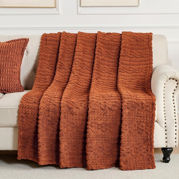 50x70 Inch Rust Throw Blanket - Soft & Fluffy Fleece, Cute & Aesthetic, Perfect for Sofa, Couch, Chair, Bed, Living Room & Bedroom, All-Season Use, Plush & Cozy Decorative Blanket
