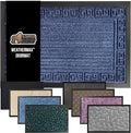 GORILLA GRIP 100% Waterproof All-Season WeatherMAX Doormat, 72x24, US Designed Natural Rubber, Stain and Fade Resistant, Low Profile Indoor Outdoor Door Mats, Easy Clean Patio Mat, Navy Greek Keys