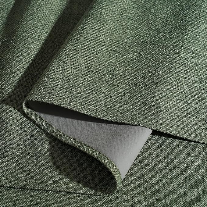 RYB HOME Olive Green 100% Blackout Linen Curtains 102 inches Long, Luxury Thermal Insulated Room Darkening Drapes for Living Room/Bedroom/Sliding Doors, Back Tab&Rod Pocket, W52xL102, 2 Panels