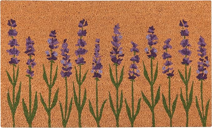 Now Designs Lavender Doormat, W18 x L30in, Durable Outdoor Welcome Mat