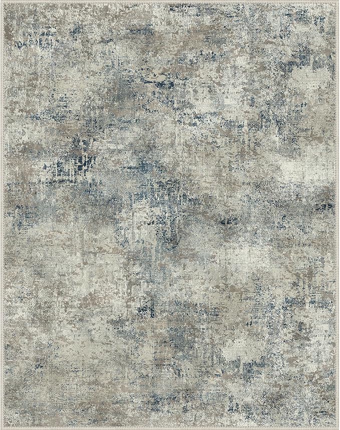 BEIMO Area Rugs 10x12 for Living Room Bedroom, Modern Abstract Machine Washable Rug, Large Soft Low Pile Floor Carpet with Non Slip Backing for Dining Room, Light Gray Blue