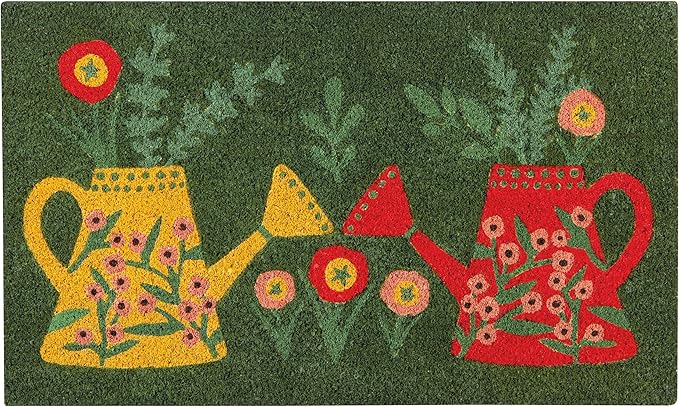 Now Designs Doormat W18 x L30inches - Watering Cans Collection, Durable & Stylish Entryway Mat