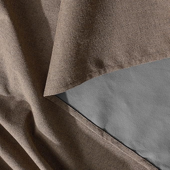 RYB HOME Coffee Linen 100% Blackout Curtains for Bedroom 52 Width 120 inch Long, Thich Luxury Extra Long Drapes for Modern/Vintage/Farmhouse Home Decor, Thermal Insulated Window Treatment, 2 Panels