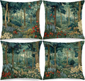 Rustic Forest Green Pillow Covers 18x18 Set of 4, Cottagecore Summer Lemon Forest Nature Botanical William Morris Inspired Decorative Throw Pillow Covers for Sofa Bed Bedroom Living Room
