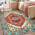 SERISSA 4x6 Boho Bedroom Rug, Washable Non Slip Vintage Orange Area Rugs, Ultra Soft Print Distressed Tribal Entry Rug Low-Pile Throw Carpet for Nursery Dorm Kitchen Living Room Decor