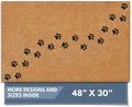 Barnyard Designs Natural Coco Coir Heavy Duty Backing Doormat - Large Cute Non-Slip Front Door Welcome Mat for Outside Entrance or Porch Entry, Brown (30x48, Paws)