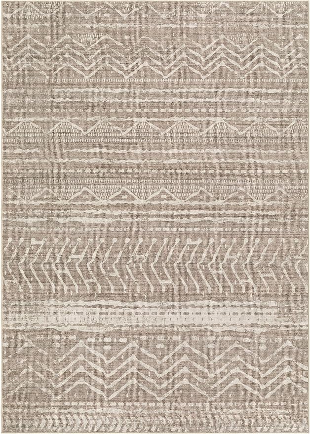 Nakagishi 9x13 Area Rugs Living Room: Washable Boho Large Neutral Soft Farmhouse Area Rugs Stain Resistant Modern Non-Slip Indoor Floor Carpet for Bedroom Nursery Kids Playroom Office-Dark Brown
